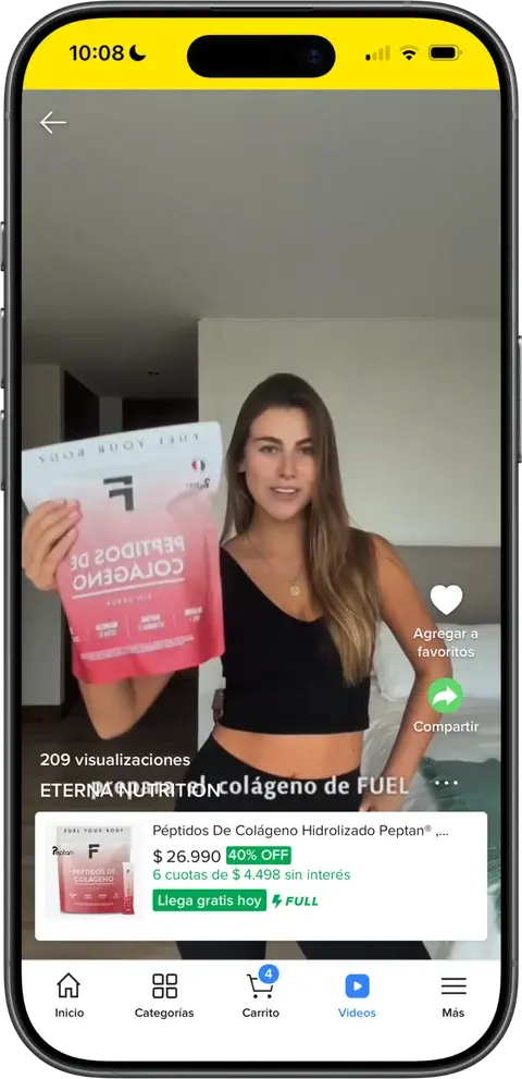 Ejemplo de clip de producto en Mercado Libre