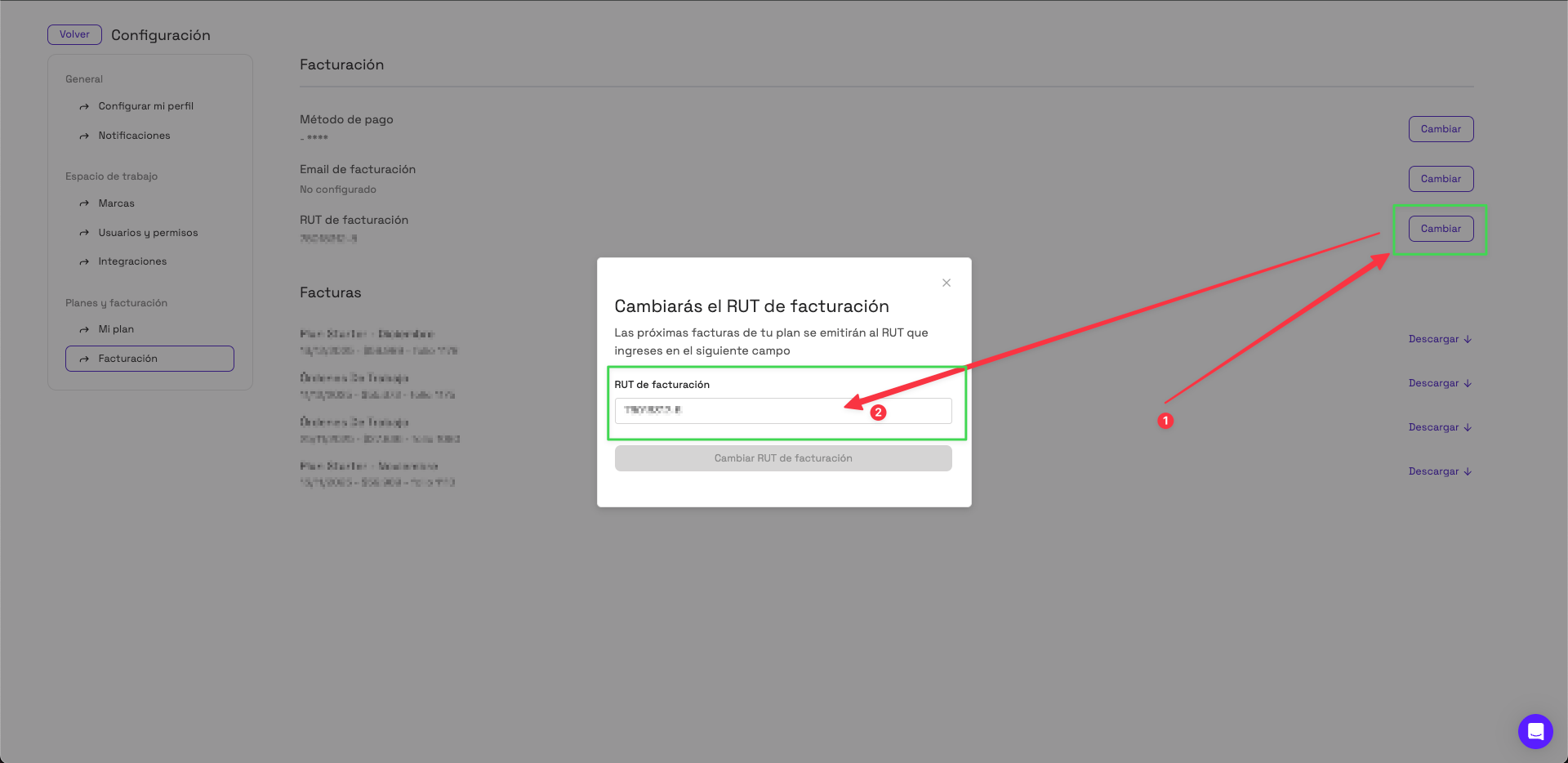 Billing configuration screenshot