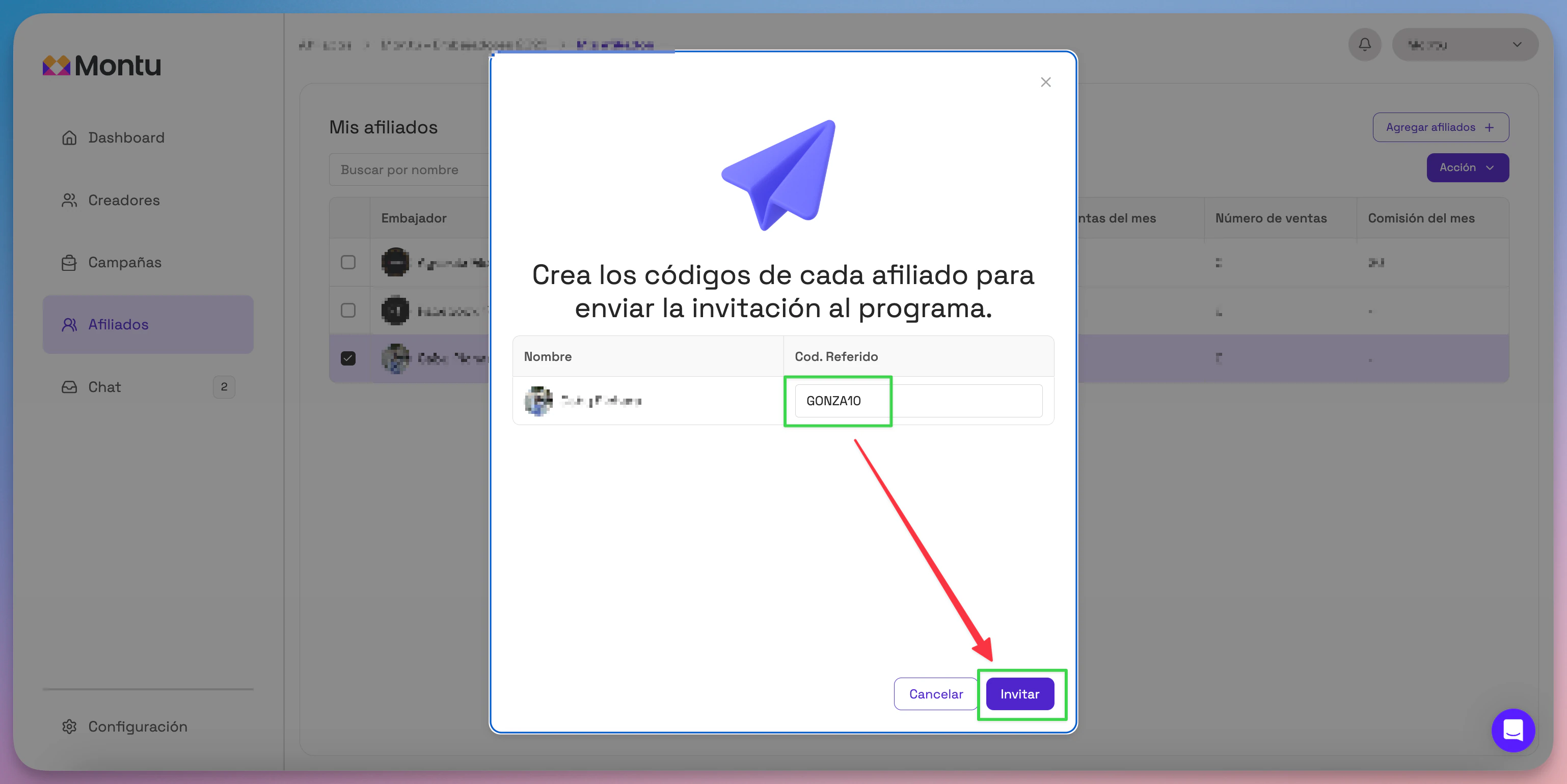 Sistema de generación de cupones en Montu